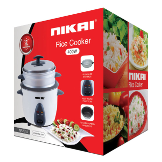 Nikai Rice Cooker 1L Keep Warm Function Teflon Coated Inner Pot 400w NR701A Aluminum Steamer Detachable Power Cord Indicator Lights
