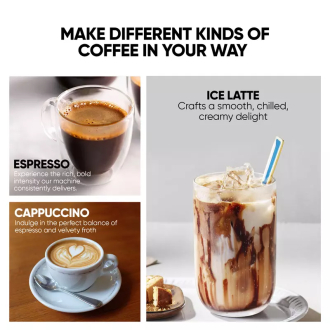 Nikai Coffee Machine 1.7l Water Tank Milk Jug Manual 1250W NEM530A High Pressure Function 500Ml Milk Tank Detachable Milk And Water Tank 15 Bar Pressure Pump