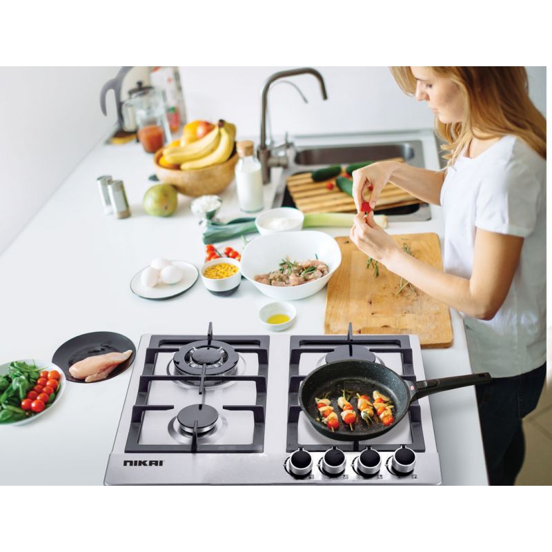 Nikai Gas Cooker 4 Burner Steel Built In Hob 50X45X25 Ngh3005N Stainless Steel Auto Pulse Ignition System Heavy Cast Iron Pan Support Straight Flame 6 Nikai Gas Cooker 4 Burner Steel Built In Hob 50X45X25 Ngh3005N Stainless Steel Auto Pulse Ignition System Heavy Cast Iron Pan Support Straight Flame
