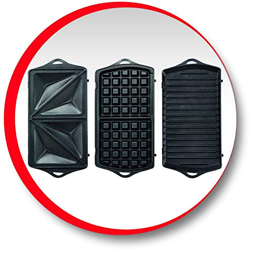 Moulinex Sandwich Toaster 2 Slice 3 In 1 Waffle Grill And Sandwich 700W Sw612543 - Nonstick Coating Plates Detachable Plates Vertical Storage Light Indicator 7 Moulinex Sandwich, Panini &Amp; Waffle Maker 700W 3In1 Interchangeable Plates Sw612543