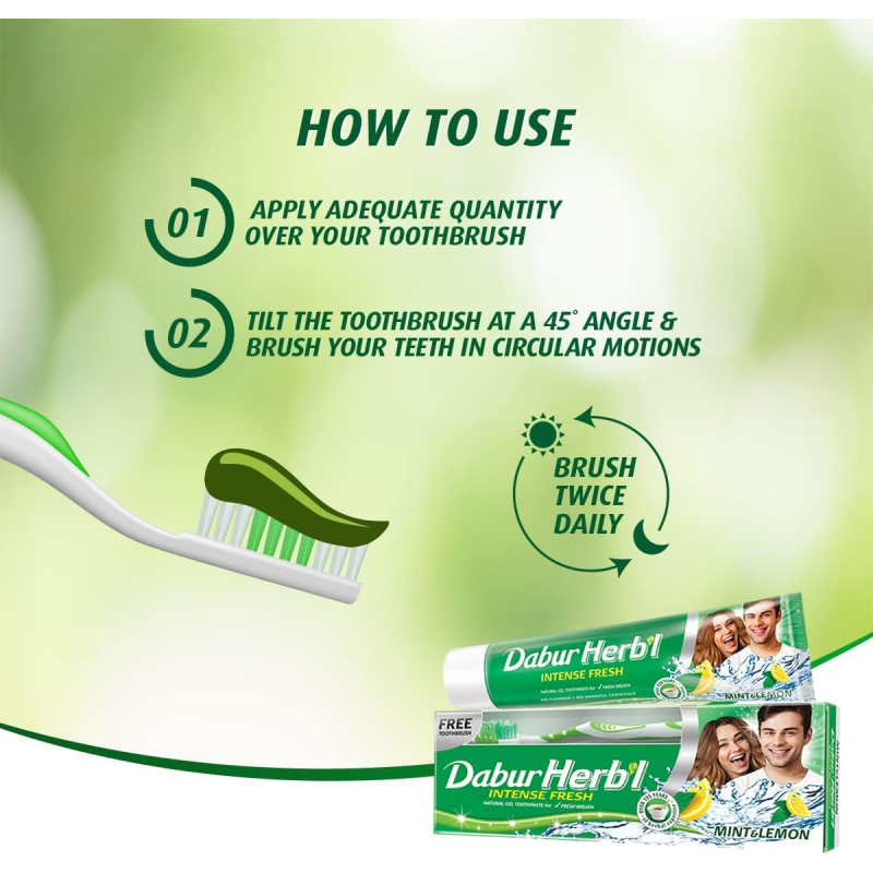 Dabur Herbal Toothpaste 150G No Brush Green Gel 7 Dabur Herbal Toothpaste 150G No Brush Green Gel - Set Of 3 Pcs