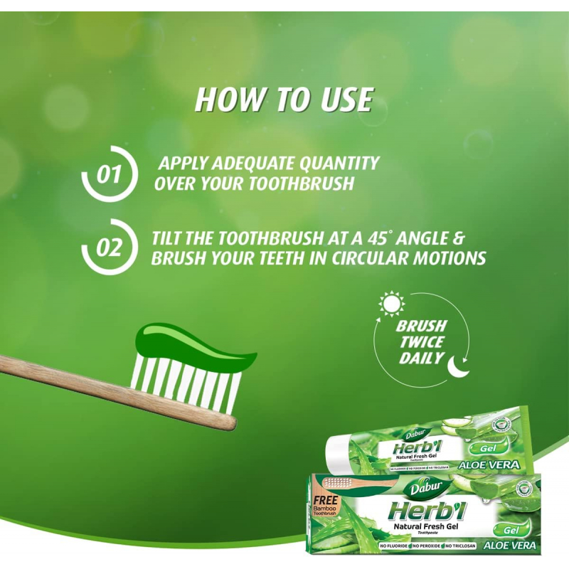 Dabur Herbal Germ Kill Toothpaste Aloe Vera 150G With Brush 9 Dabur Herbal Germ Kill Toothpaste Aloe Vera 150G With Brush - Set Of 3 Pcs