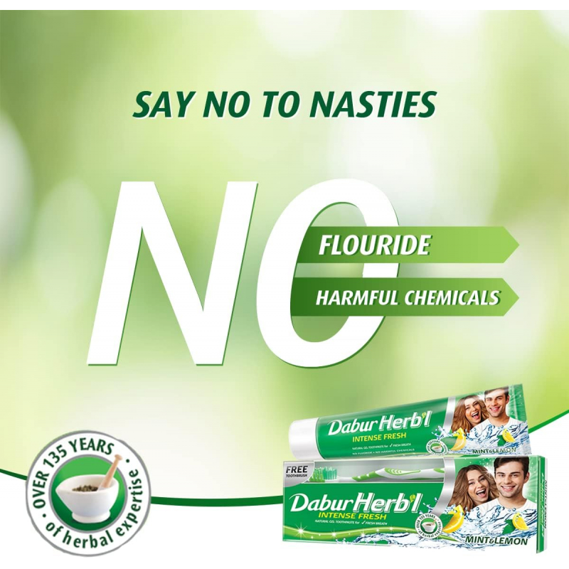 Dabur Herbal Toothpaste 150G No Brush Green Gel 6 Dabur Herbal Toothpaste 150G No Brush Green Gel - Set Of 3 Pcs