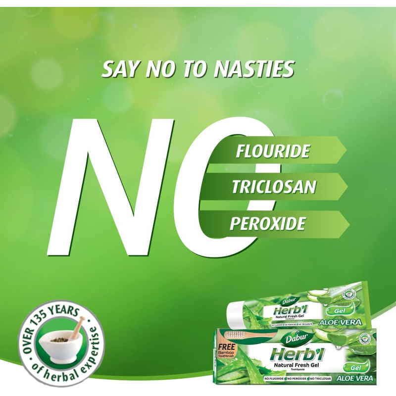 Dabur Herbal Germ Kill Toothpaste Aloe Vera 150G With Brush 8 Dabur Herbal Germ Kill Toothpaste Aloe Vera 150G With Brush - Set Of 3 Pcs