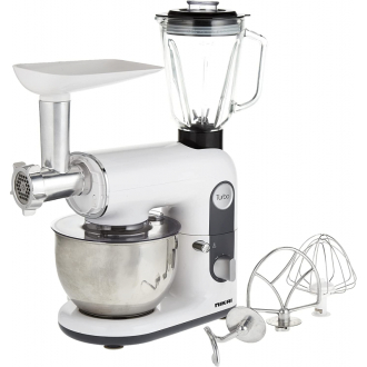 Nikai Kitchen Machine 4L 3 in 1 Blender Mincer and Mixer 800W NFP444A Stainless Steel Bowl With Cover Metal Gear 3 Blades Whisk, Dough Hook & Beater 6 Speed With Pulse