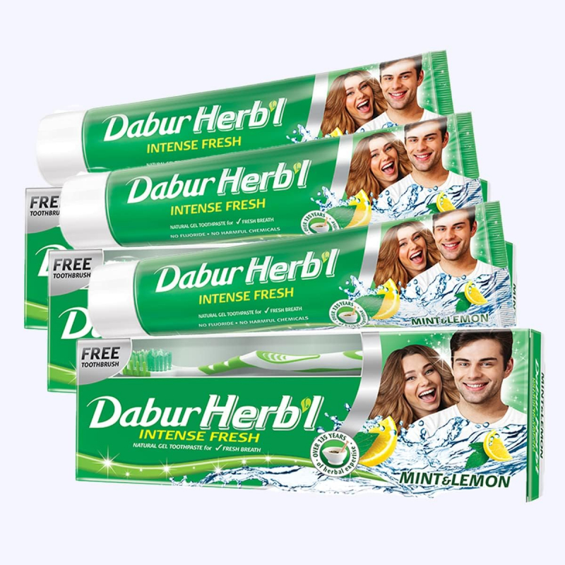 Dabur Herbal Toothpaste 150G No Brush Green Gel 2 Dabur Herbal Toothpaste 150G No Brush Green Gel - Set Of 3 Pcs