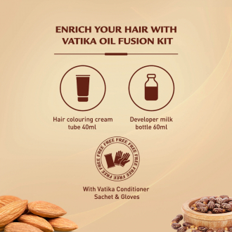 Vatika Oil Fusion Color Kit With Nourishing Castor Oil, 100% Grey Coverage, Rich Colour, Medium Brown 4.0 - Set of 3 Pcs
