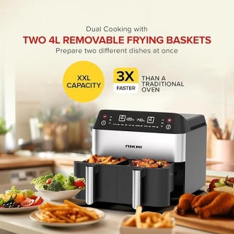 Nikai Airfryer 4lx2 Digital Double Decker 2460w NAF282dX Detachable Frying Control Basket Digital Screen With Separate Temperature Settings