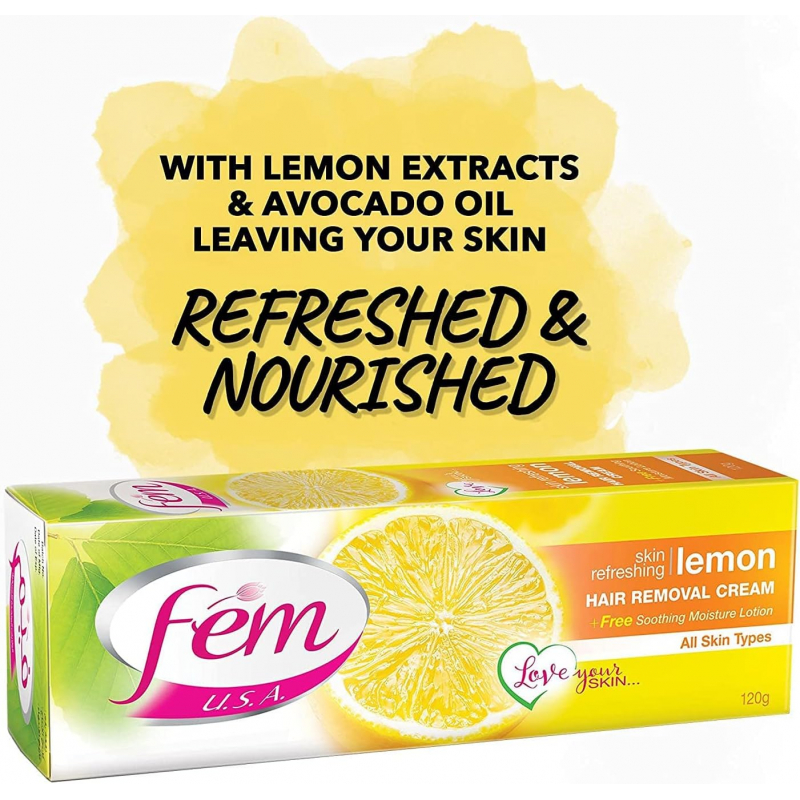Dabur Fem Hair Removal Cream For All Types Of Skin 120G Lemon 5 Dabur Fem Hair Removal Cream For All Types Of Skin 120G Lemon - Set Of 3 Pcs