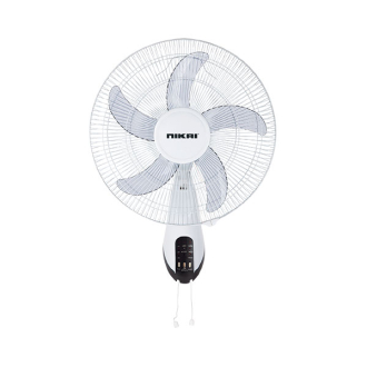 Nikai Wall Fan 16 Inch 5 Blades 3 Speeds 45W NWF1636RT1 T Class Copper Motor 120 Grill 5 As Knife Blades With Remote Control
