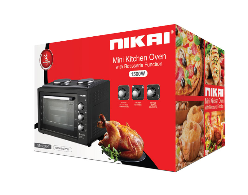Nikai Oven Electric 45L With Rosting Function And 2 Hotplate Nt4520Rht 60 Mins Timer Stainless Steel Heating Elements Inner Light 1 Nikai Oven Electric 45L With Rosting Function And 2 Hotplate Nt4520Rht 60 Mins Timer Stainless Steel Heating Elements Inner Light