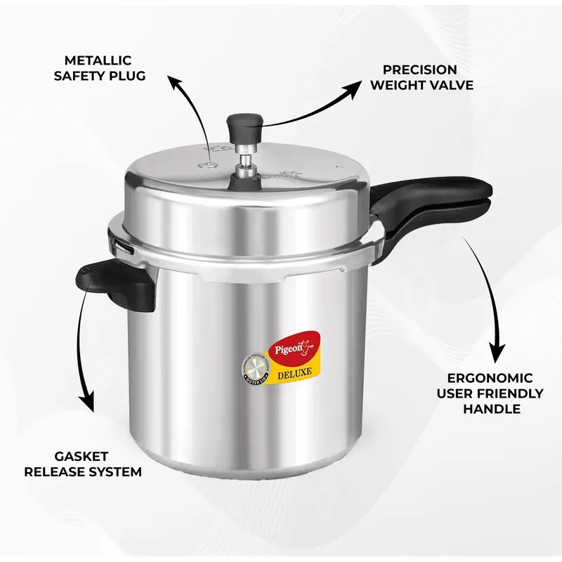 Pigeon Pressure Cooker 12L Deluxe Outer Lid Aluminium Sap 106 - Ergonomic Sturdy Handle Thermal Efficiency Special Alloy Safety Plug 3 Pigeon Pressure Cooker 12L Deluxe Outer Lid Aluminium Sap 106 - Ergonomic Sturdy Handle Thermal Efficiency Special Alloy Safety Plug