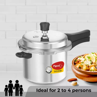 Pigeon Pressure Cooker 3l Deluxe Outer Lid Aluminium Sap 102 - Ergonomic Sturdy Handle Thermal Efficiency Special Alloy Safety Plug