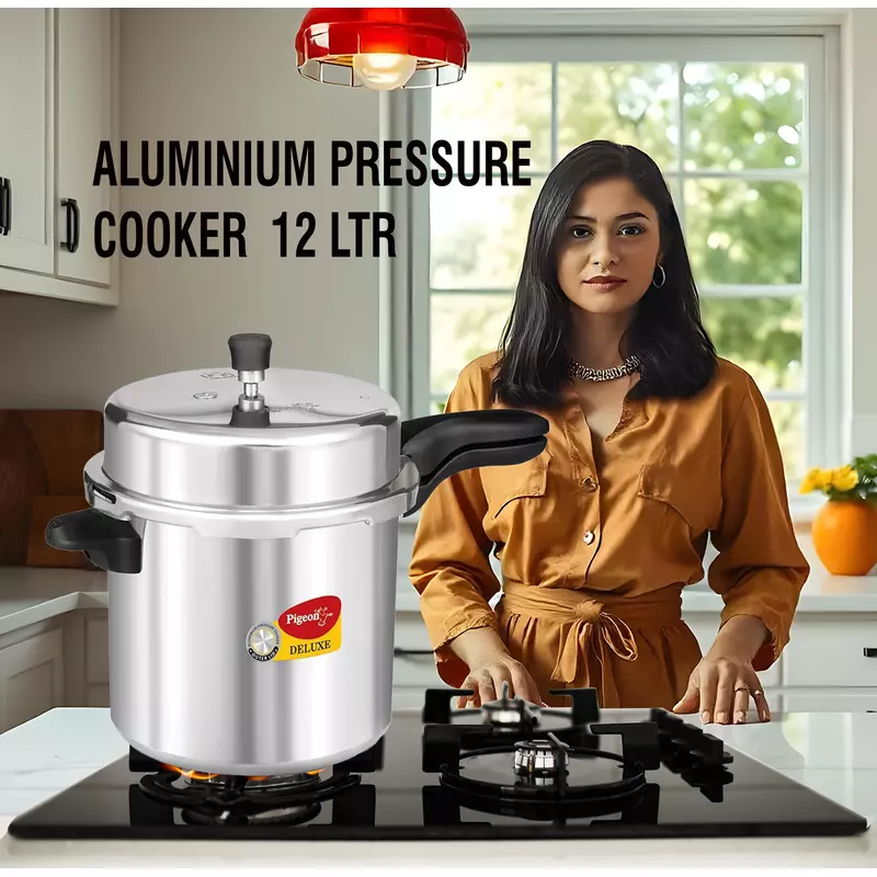 Pigeon Pressure Cooker 12L Deluxe Outer Lid Aluminium Sap 106 - Ergonomic Sturdy Handle Thermal Efficiency Special Alloy Safety Plug 12 Pigeon Pressure Cooker 12L Deluxe Outer Lid Aluminium Sap 106 - Ergonomic Sturdy Handle Thermal Efficiency Special Alloy Safety Plug