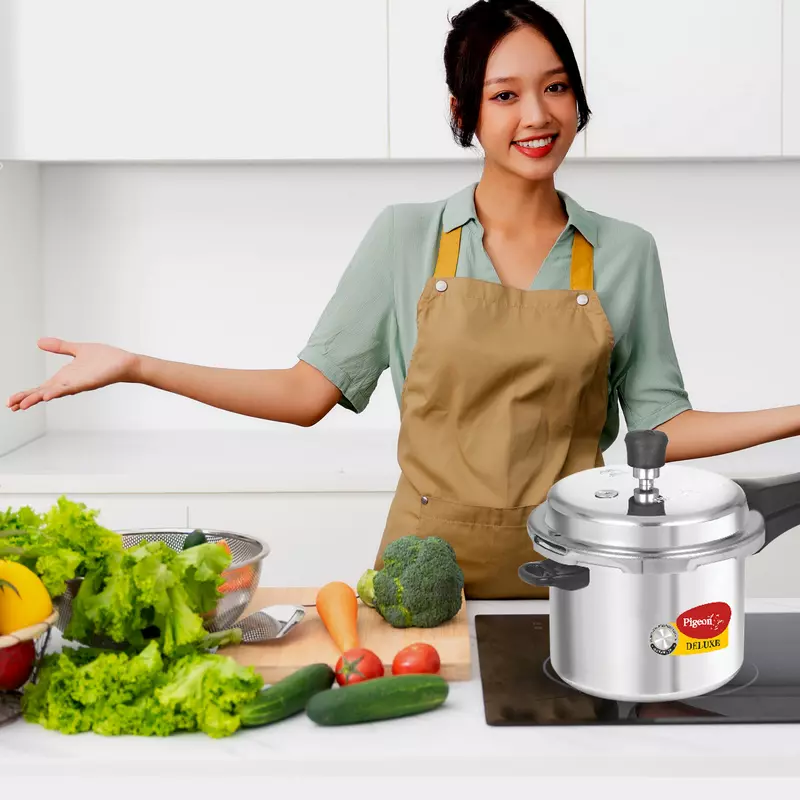Pigeon Pressure Cooker 3L Deluxe Outer Lid Aluminium Sap 102 - Ergonomic Sturdy Handle Thermal Efficiency Special Alloy Safety Plug 3 Pigeon Pressure Cooker 3L Deluxe Outer Lid Aluminium Sap 102 - Ergonomic Sturdy Handle Thermal Efficiency Special Alloy Safety Plug