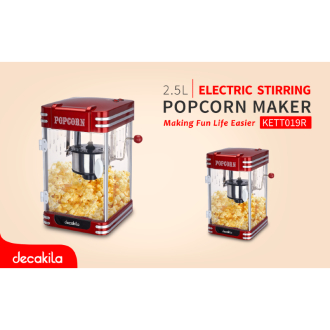 Decakila Popcorn Maker Mini 2.5l Electric Stirring with Nonstick Surface 310w Kett019r detachable plate with rolling stirrer 2.5 oz kettle capacity 30x29x44cm size