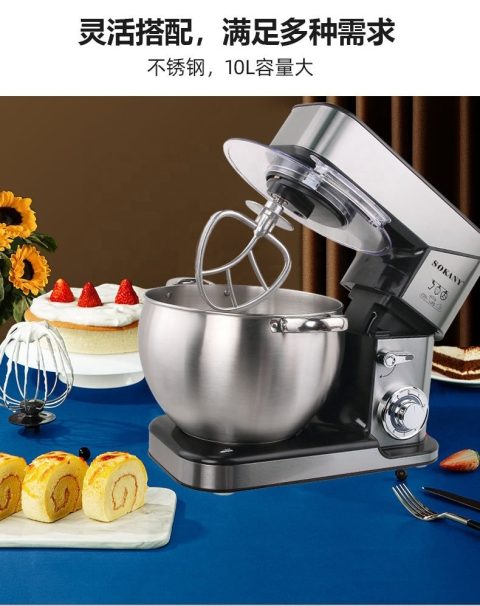 Sokany Electric Stand Mixer 2000W 10L 6 Speed + Pulse 3 Attachments Sc-623 10 Sokany Electric Stand Mixer 2000W 10L 6 Speed + Pulse 3 Attachments Sc-623