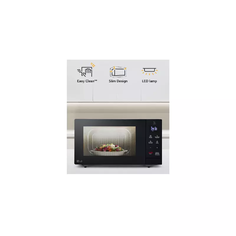 Lg Microwave 30L 900W Solo Automatic + Manual, Easy Clean, Slim Design, Led Lamp, Effortless Cleaning, Practical Space Utilization, Defrost Function, Black Ms3032Jas