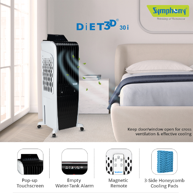Symphony Tower Air Cooler 30L With Magnetic Full Function Remote Diet 3D 30I 9 Symphony Tower Air Cooler 30L With Magnetic Full Function Remote Diet 3D 30I