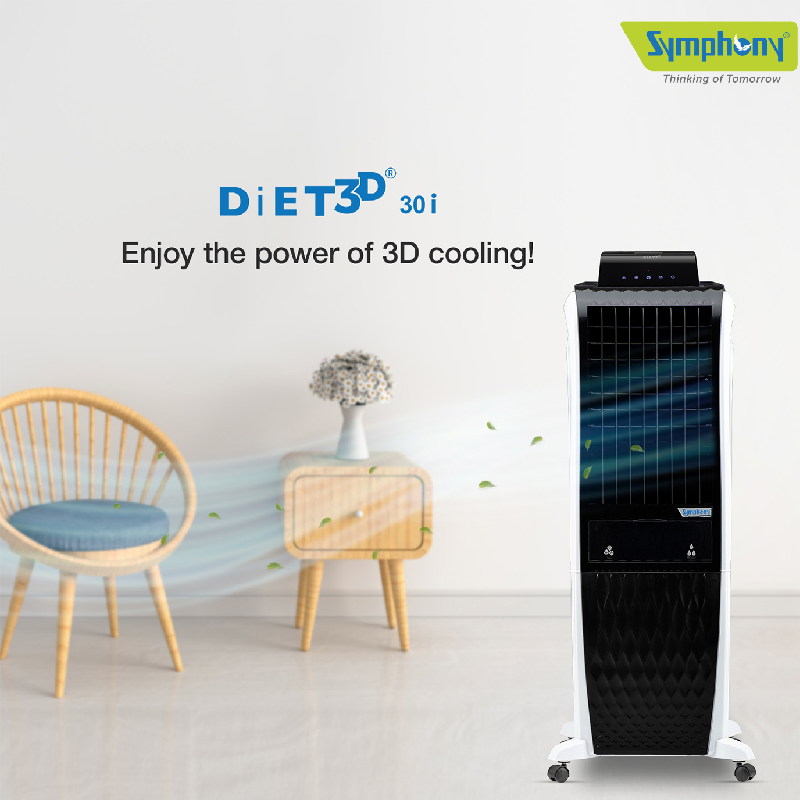Symphony Tower Air Cooler 30L With Magnetic Full Function Remote Diet 3D 30I 5 Symphony Tower Air Cooler 30L With Magnetic Full Function Remote Diet 3D 30I