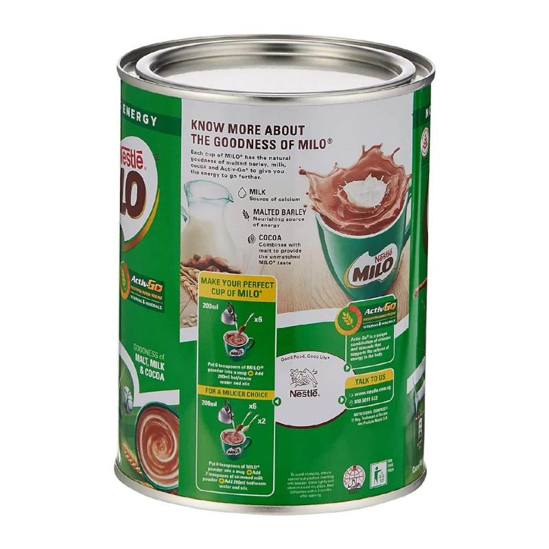 Nestle Milo Chocolate Malt Drink Powder, Active-Go Chocolate, Low Gi, Source Of Protein, 8 Vitamins &Amp; Minerals, 400G Tin - Set Of 3 Pcs 4 Nestle Milo Chocolate Malt Drink Powder, Active-Go Chocolate, Low Gi, Source Of Protein, 8 Vitamins &Amp; Minerals, 400G Tin - Set Of 3 Pcs