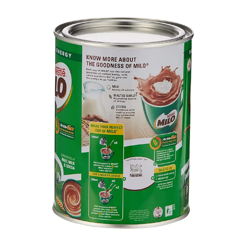 Nestle Milo Chocolate Malt Drink Powder, Active-Go Chocolate, Low Gi, Source Of Protein, 8 Vitamins &Amp; Minerals, 400G Tin - Set Of 3 Pcs 2 Nestle Milo Chocolate Malt Drink Powder, Active-Go Chocolate, Low Gi, Source Of Protein, 8 Vitamins &Amp; Minerals, 400G Tin - Set Of 3 Pcs