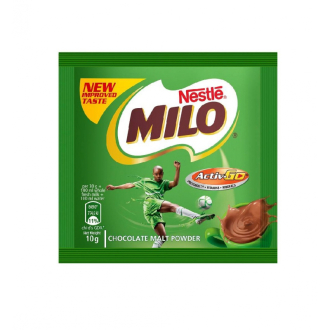 Nestle Milo Chocolate Milk Powder Active-Go, Low GI, Source of Protein, 8 Vitamins & Minerals, 10g Sachet (Pack of 12)