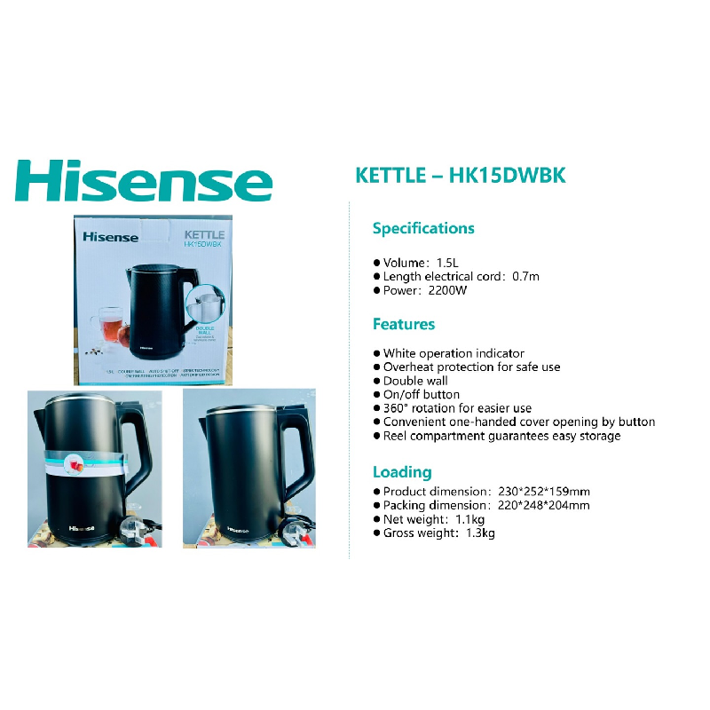 Hisense Overheat Protection, Anti Drip Lid-Black 1.5 Litres Hk15Dwbk 3 Hisense Overheat Protection, Anti Drip Lid-Black 1.5 Litres Hk15Dwbk