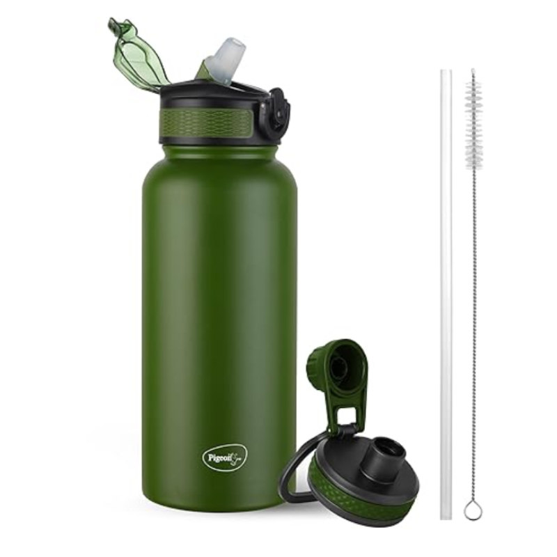Pigeon Rush Thermos Flask 1000Ml Green – Stainless Steel Sipper With Straw, Cleaner &Amp; Extra Cap Sap 16262 1 Pigeon Rush Thermos Flask 1000Ml Green – Stainless Steel Sipper With Straw, Cleaner &Amp; Extra Cap Sap 16262
