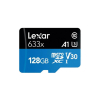 Lexar Micro SDXC Memory Card 128GB High-Performance Professional 633x with SD Adapter - 95MB/s Read Speed for Smartphones, Tablets, and Action Cameras.