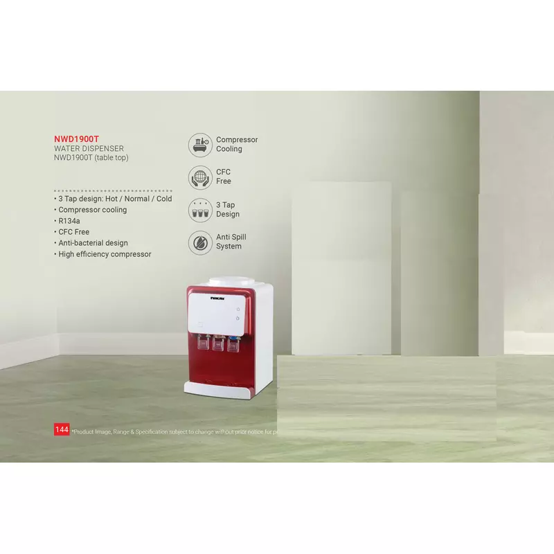 Nikai Water Dispenser 3 Taps Top Load With Table Top Nwd1900T 3 Taps Hot Normal And Cold Compressor Cooling Anti Bacterial Design 4 Nikai Water Dispenser 3 Taps Top Load With Table Top Nwd1900T 3 Taps Hot Normal And Cold Compressor Cooling Anti Bacterial Design
