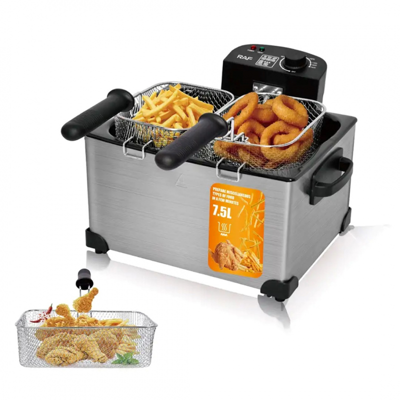 Raf Deep Fryer 7.5L 2000W 2In1 4 Ring Fever,Anti Scalding Design R.5249