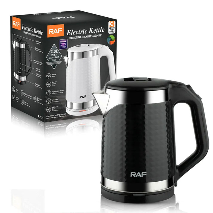 Raf Kettle 2L 2000W Stainless Steel, Bpa Free Interior, 360 Swivel Base, Led Indicator Light R.7875