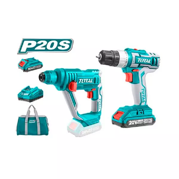 Total Drill Machine &Amp; Rotary Hammer Cordless Li-Ion 2Pc Combo Tckli2008