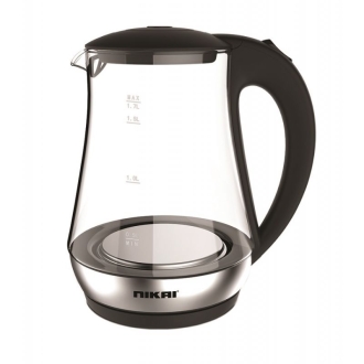Nikai Jug Kettle 1.7L Glass With Cord Storage 2200W NK323G Automatic Shut Off Heat Plate With Led Indicator Light Detachable Filter Spout Cover