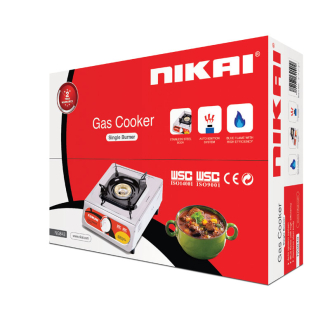 Nikai Gas Cooker 1 Burner Steel NG843 Stainless Steel Auto Function Blue Flame