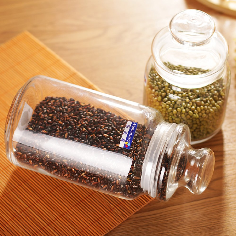 Luminarc Striped Glass Jar 1L With Lid, Transparent V9605 2 Luminarc Striped Glass Jar 1L With Lid, Transparent V9605