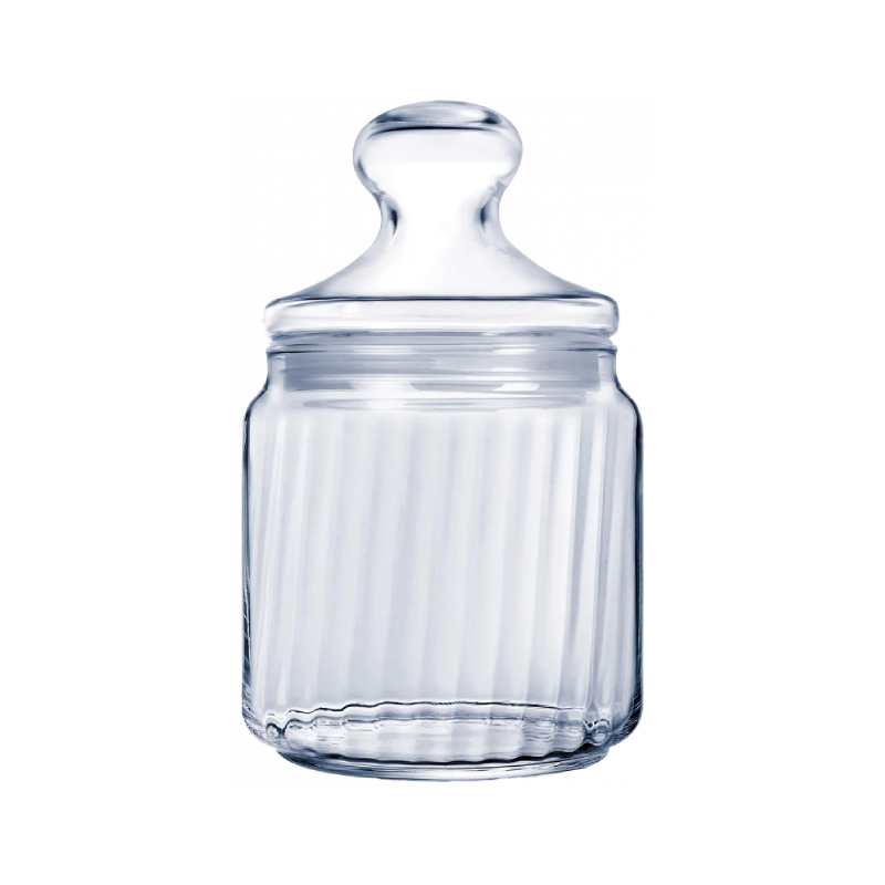 Luminarc Striped Glass Jar 0.75L With Lid, Transparent V9602 1 Luminarc Striped Glass Jar 0.75L With Lid, Transparent V9602