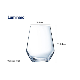 Luminarc Val Surloire HB Fine Rim Tumbler 400ml F6 P4035 (Pack of 6Pcs)