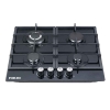 Nikai Gas Cooker 4 Burner Glass 8mm Tempered Built in Hob 580x500x120mm NGH44G Auto Ignition System Cast Iron Pan Supports Triple Ring Wok Burner‎