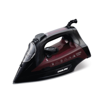 Nikai Steam Iron 360ml Tank Dry and Spray Function 2200w NSI707TS Temperature Control Non Stick Sole Plate Vertical Steam Function Indicator Light Powerful Burst System