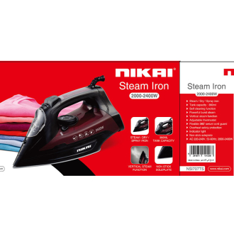 Nikai Steam Iron 360ml Tank Dry and Spray Function 2200w NSI707TS Temperature Control Non Stick Sole Plate Vertical Steam Function Indicator Light Powerful Burst System