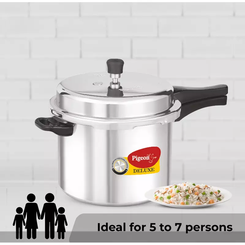 Pigeon Pressure Cooker 7.5L Deluxe Outer Lid Aluminium Sap 104 - Ergonomic Sturdy Handle Thermal Efficiency Special Alloy Safety Plug 1 Pigeon Pressure Cooker 7.5L Deluxe Outer Lid Aluminium Sap 104 - Ergonomic Sturdy Handle Thermal Efficiency Special Alloy Safety Plug