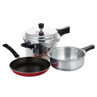 Pigeon Super Combi Pack Pressure Cooker 5L Frypan 24cm & Junior Pressure Pan 3.5L 12341