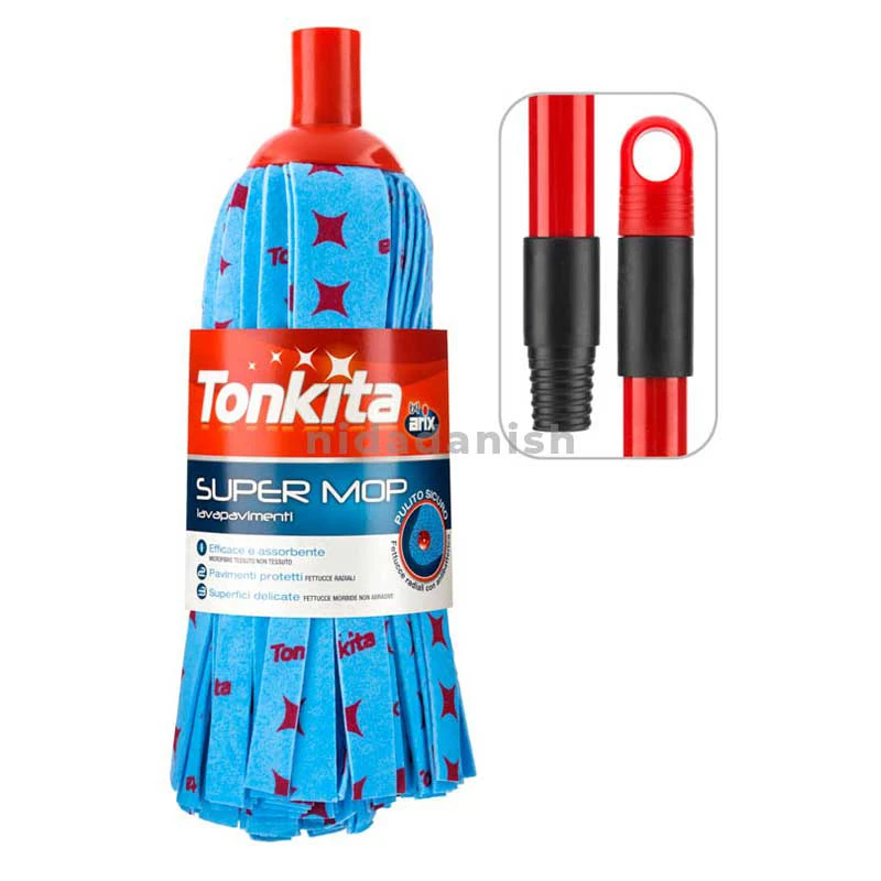 Tonkita Super Mop With Handle Nonwoven Microfibre Cloth Tk023 Pack Of 2 1 Tonkita Super Mop With Handle Nonwoven Microfibre Cloth Tk023 Pack Of 2