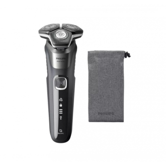 Philips Cordless Wet and Dry Electric Shaver Rechargeable with Full Charge in One Hour, 60 mins Shave Time, USB-A Cable, Li Ion Battery, 360° Flexing Heads, Steel Precision Blades, Power Adapt Sensor, Integrated Popup Trimmer S5887