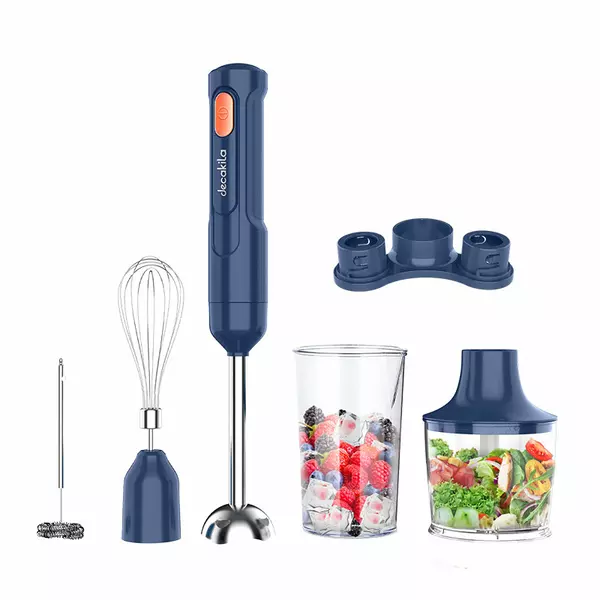 Decakila Hand Blender Cordless With Stainless Steel Blade 5 In 1 Set 60W Kmjb042L 500Ml Chopper, Whisk, Measuring Cup, Milk Frother, Storage Bracket, Usb Charging Line 1 Decakila Hand Blender Cordless With Stainless Steel Blade 5 In 1 Set 60W Kmjb042L 500Ml Chopper, Whisk, Measuring Cup, Milk Frother, Storage Bracket, Usb Charging Line