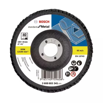Bosch Metal Grinding Disc 180 mm 80 Grit Aluminum Oxide Flap Disc, 2608603355 (Pack of 10Pcs)