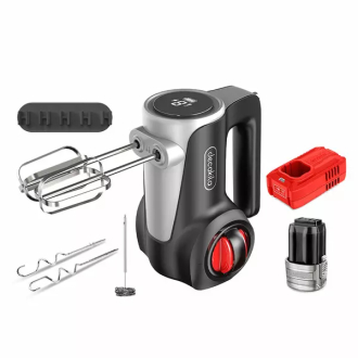 Decakila Hand Mixer Cordless 7 Speed with Eject Function 125w Kemx023b 2 whisks and 2 beater hooks led display with self stand design for storage convenience
