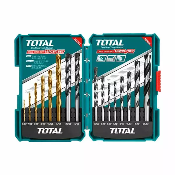 Total Drill Bit Set For Concrete And Wood 16Pcs Tacsd6165 1 Total Drill Bit Set For Concrete And Wood 16Pcs Tacsd6165